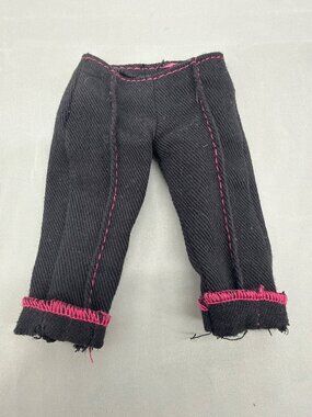 Y2K Mattel My Scene Black Denim Capris Pink Stitching Doll Pants Jeans